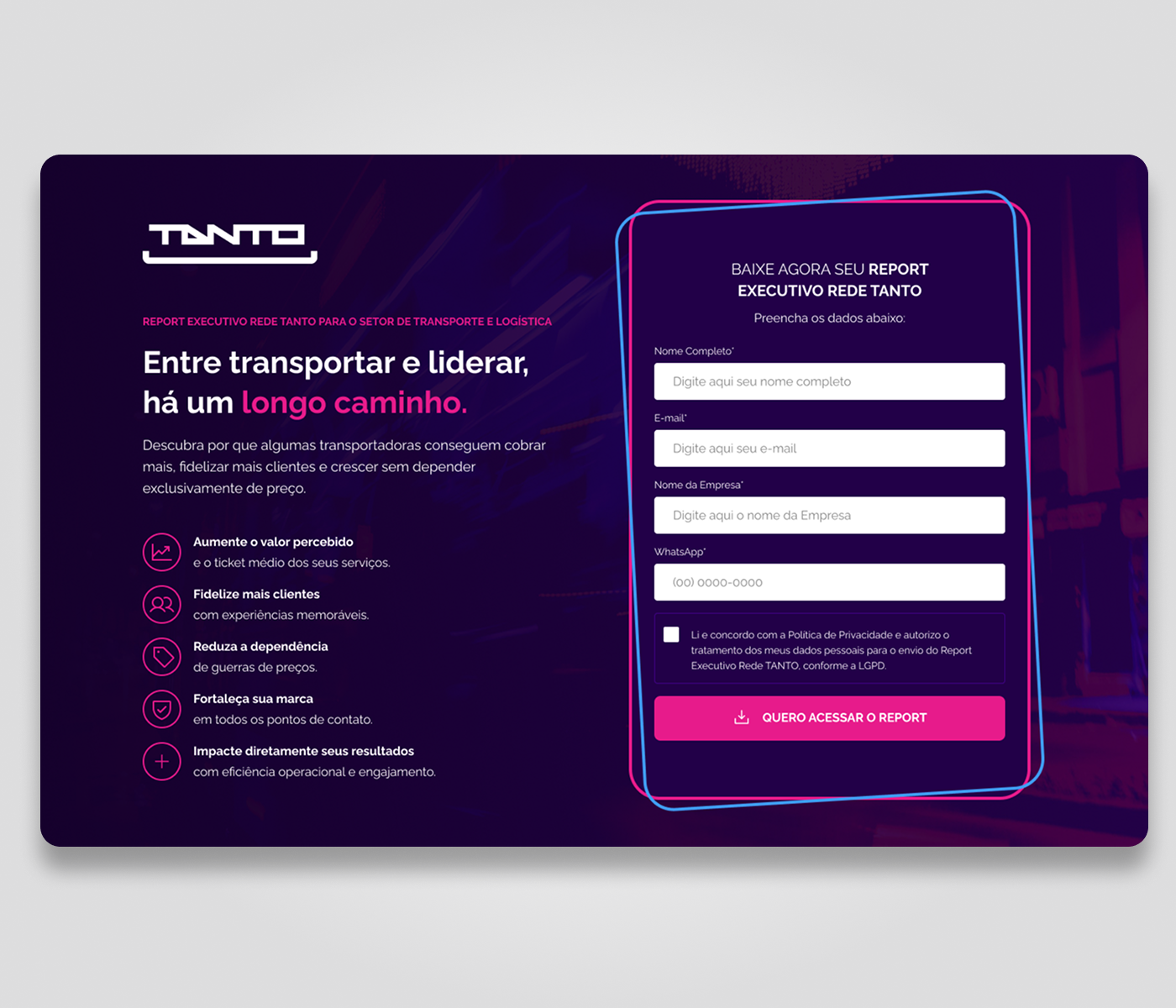 Landing Page Rede TANTO